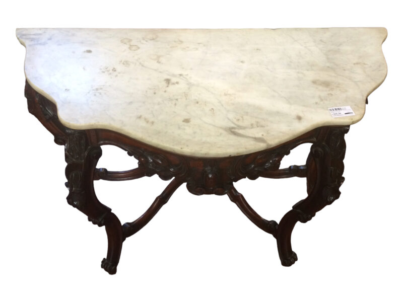 CONSOLLE IN LEGNO DI NOCE CON MARMO BIANCO EPOCA 1800 7