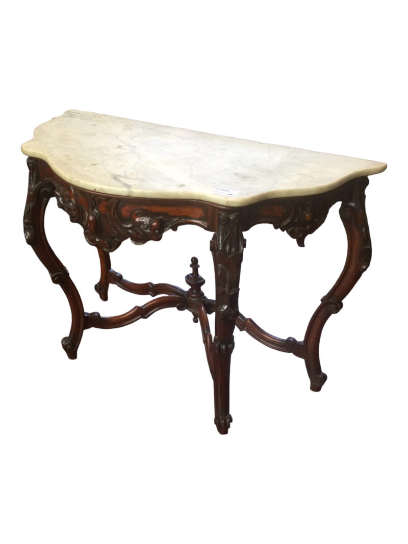 CONSOLLE IN LEGNO DI NOCE CON MARMO BIANCO EPOCA 1800 9